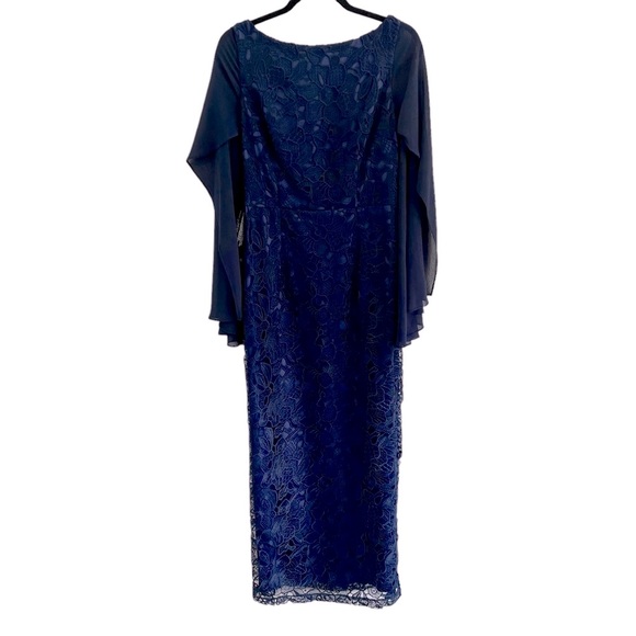 Js Collections Womens  Leah Capelet Column Gown, Blue size 6 - Picture 4 of 11